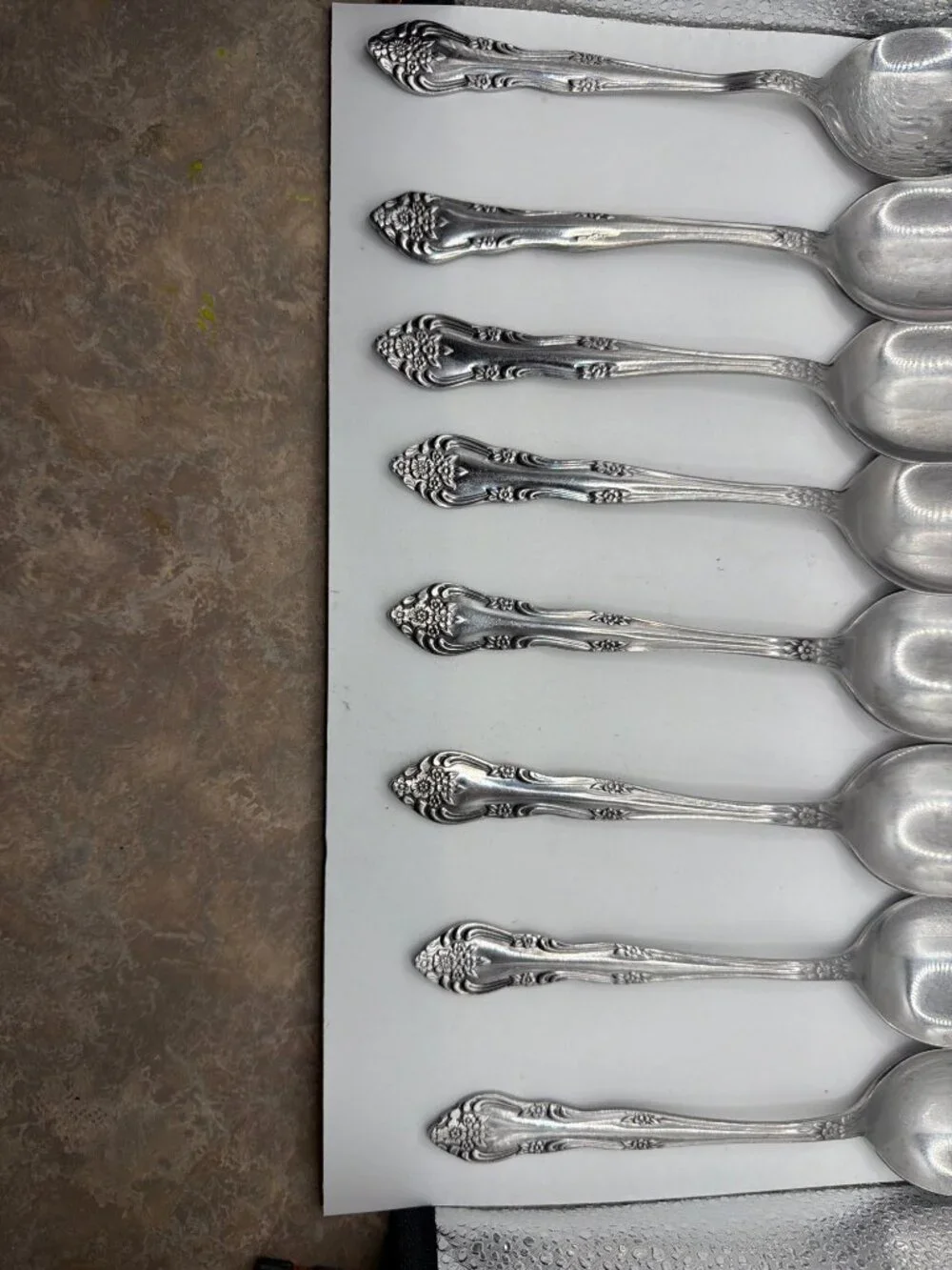 1847 Rogers Bros Stainless Steel spoons Floral Pattern Set Of 8 Vintage Flatware